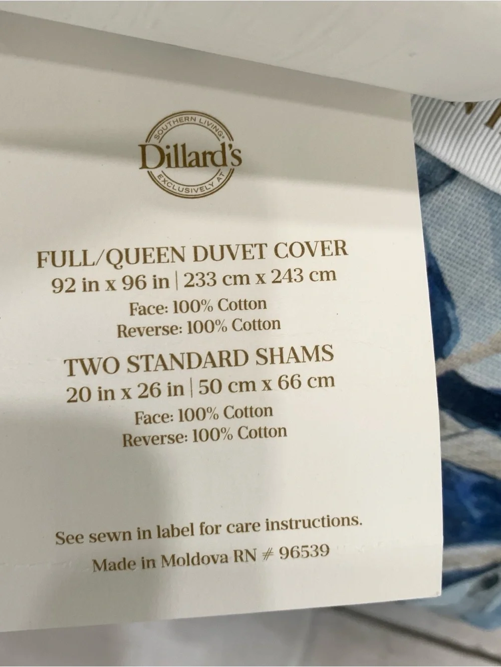 Southern Living Sereena Full Queen Duvet Cover Mini Set Two Shams 100% Cotton